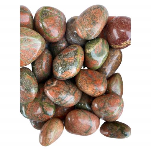 ZenN- Crystal & Gemstone Unakite Tumbled Stones 500G / 1.10 Lb Per Bag Red Green Yellow Black