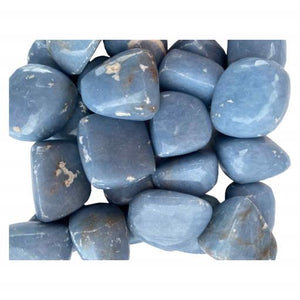 ZenN- Crystal & Gemstone Angelite Tumbled Stones 500G / 1.10 Lb Per Bag Blue Gray