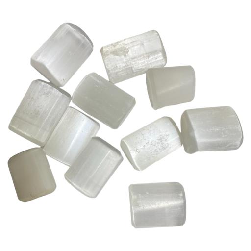 ZenN- Crystal & Gemstone Selenite Tumbled Stones 500G / 1.10 Lb Per Bag White Gray