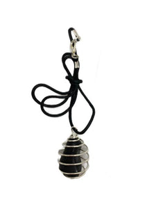 ZenN- Crystal & Gemstone Agate Black Stone Tumbled Stone Wrapping Pendant With Cord 