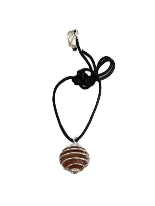 ZenN- Crystal & Gemstone Agate Red Carnelian Stone Tumbled Wrapping Pendant With Cord 