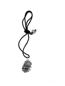 ZenN- Crystal & Gemstone Agate Lapis Lazuli Wrapping Tumbled Stone Pendant With Cord 