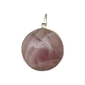 ZenN- Crystal & Gemstone Rose QuartzRound Pendant 