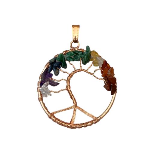 ZenN- Crystal & Gemstone Tree Of Life Pendant  Copper 