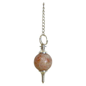 ZenN- Crystal & Gemstone Sunstone Gemstone Pendulum Red White