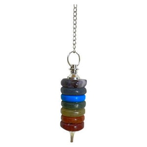 ZenN- Crystal & Gemstone 7 Chakra Gemstone Pendulum Purple Light Blue Blue Green Red Brown