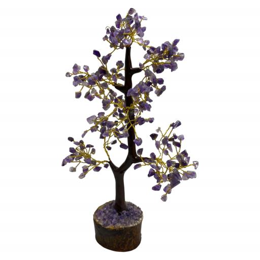 ZenN- Crystal & Gemstone Amethyst Crystal Gemstone Tree Used For Calming Energy & Stress Relief And Spiritual Growth (Wood Base) 300 Chips 