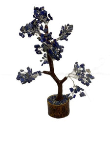 ZenN- Crystal & Gemstone Lapis Lazuli Gemstone Tree Is An Excellent Feng Shui Figurine Symbolize Prosperity & Stability (Wood Base) 300 Chips 