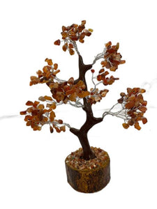 ZenN- Crystal & Gemstone Red Carnelian Gemstone Tree Is Used For Boosting Energy Self-Confidence And Passion (Wood Base) 300 Chips 