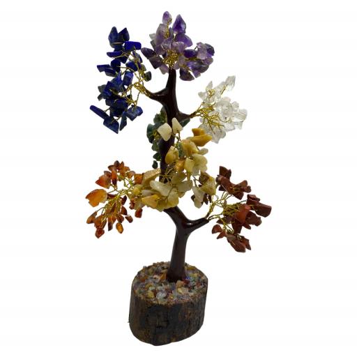 ZenN- Crystal & Gemstone Seven Chakra Gemstone Tree/ Feng Shui Tree Eliminates Negative Energies And Bringing Peace And Harmony (Wood Base) 300 Chips 