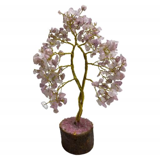 ZenN- Crystal & Gemstone Rose Quartz Gemstone Tree (Wood Base) 300 Chips 