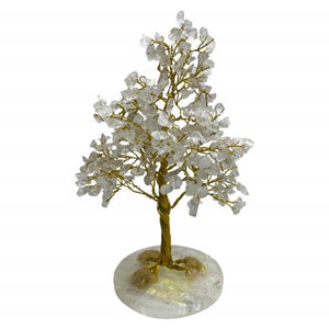 ZenN- Crystal & Gemstone Clear Quartz Gemstone Tree (Clear Quartz Round Stone Base) 300 Chips 