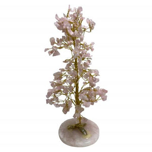 ZenN- Crystal & Gemstone Rose Quartz Gemstone Tree ( Rose Quartz Round Stone Base) 300 Chips 