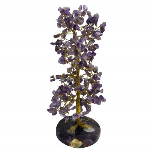 ZenN- Crystal & Gemstone Amethyst Gemstone Tree (Amethyst Round Stone Base) 300 Chips 