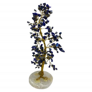 ZenN- Crystal & Gemstone Lapis Lazuli Gemstone Tree (Clear Quartz Round Stone Base) 300 Chips 