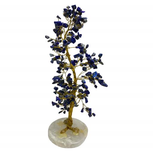 ZenN- Crystal & Gemstone Lapis Lazuli Gemstone Tree (Clear Quartz Round Stone Base) 300 Chips 