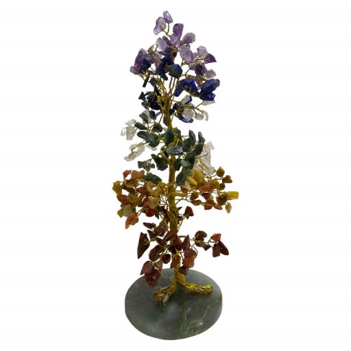 ZenN- Crystal & Gemstone Seven Chakra Gemstone Tree (Agate Round Stone Base) 300 Chips 