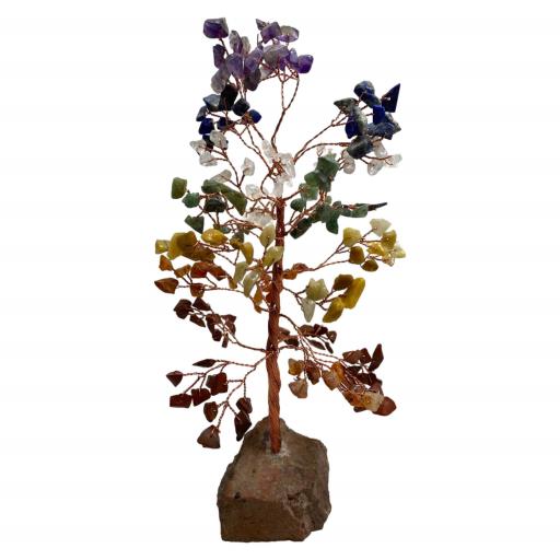 ZenN- Crystal & Gemstone Seven Chakra Gemstone Tree (Red Jasper Rough Stone Base) 300 Chips 