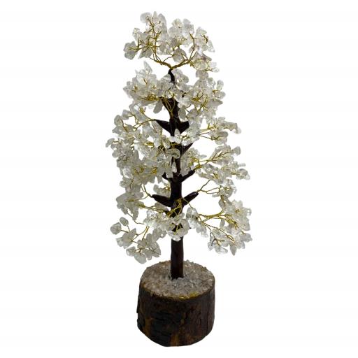 ZenN- Crystal & Gemstone Clear Quartz Gemstone Tree (Wood Base) 500 Chips 