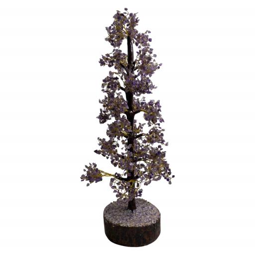 ZenN- Crystal & Gemstone Amethyst Gemstone Tree (Wood Base) 2000 Chips 