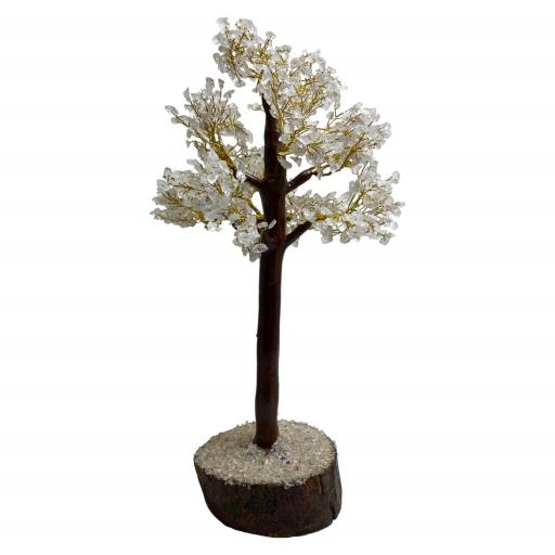 ZenN- Crystal & Gemstone Clear Quartz Gemstone Tree (Wood Base) 1000 Chips 