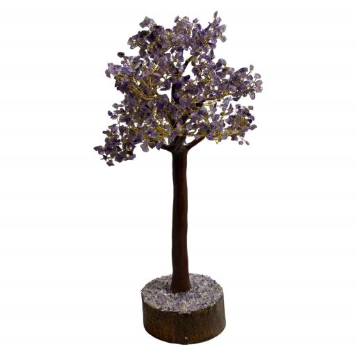 ZenN- Crystal & Gemstone Amethyst Gemstone Tree (Wood Base) 1000 Chips 