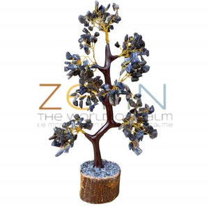 ZenN- Crystal & Gemstone Blue Aventurine Gemstone Tree Cures Respiratory & Circulatory System And Energize Body (Wood Base) 300 Chips 