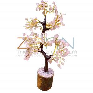 ZenN- Crystal & Gemstone Pink Opal (Dyed) Gemstone Tree Is For Enhancing Love & Gentleness Cure Stress & Anxiety (Wood Base) 300 Chips 