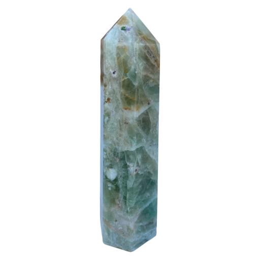 ZenN- Crystal & Gemstone Green Flourite Obelisk / Scepter Point Light Green Sea Green Yellow White