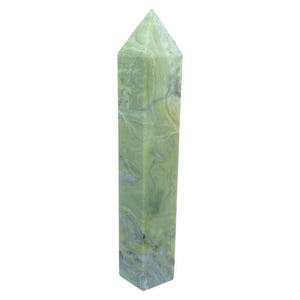 ZenN- Crystal & Gemstone Serpentine Obelisk / Scepter Point Light Green Cream