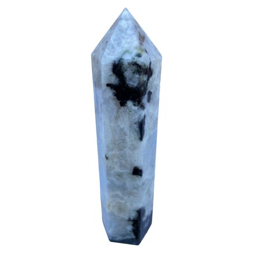 ZenN- Crystal & Gemstone White Rainbow Obelisk / Scepter Point White Black