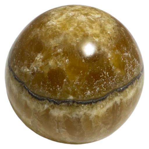 ZenN- Crystal & Gemstone Honey Calcite Sphere Approx. 200G Display Stand Is Not Included Yellow