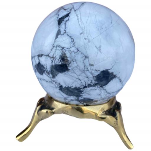 ZenN- Crystal & Gemstone Howlite Sphere Approx. 200G Display Stand Is Not Included White Gray