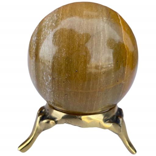 ZenN- Crystal & Gemstone Yellow Aventurine Sphere Approx. 200G Display Stand Is Not Included Yellow White