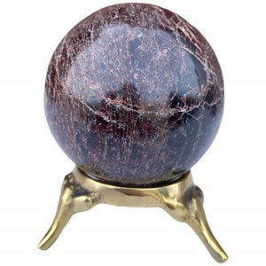 ZenN- Crystal & Gemstone Garnet Sphere Approx. 200G Display Stand Is Not Included Brown Black