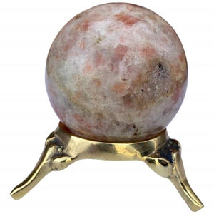 ZenN- Crystal & Gemstone Sunstone Stone Sphere Approx. 200G Display Stand Is Not Included Brown Cream