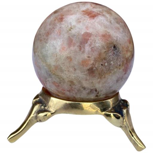 ZenN- Crystal & Gemstone Sunstone Stone Sphere Approx. 200G Display Stand Is Not Included Brown Cream