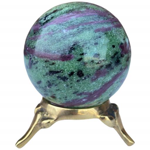 ZenN- Crystal & Gemstone Ruby Fuchsite Sphere Approx. 200G Display Stand Is Not Included Green Black Burgundy