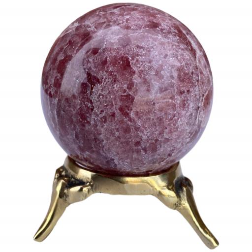 ZenN- Crystal & Gemstone Strawberry Sphere Approx. 200G Display Stand Is Not Included Dark Pink