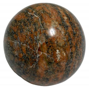 ZenN- Crystal & Gemstone Unakite Sphere Approx. 200G Display Stand Is Not Included Orange Black