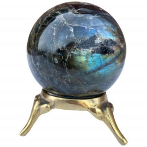 ZenN- Crystal & Gemstone Labradorite Sphere Approx. 200G Display Stand Is Not Included Grey Blue