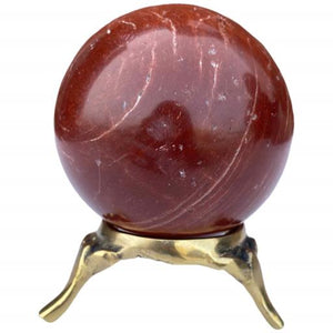 ZenN- Crystal & Gemstone Red Jasper Sphere Approx. 200G Display Stand Is Not Included Dark Red