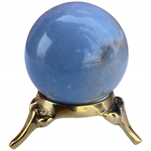 ZenN- Crystal & Gemstone Angelite Sphere Approx. 200G Display Stand Is Not Included Blue Gray