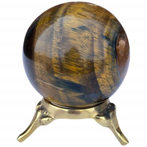 ZenN- Crystal & Gemstone Tiger Eye Sphere Approx. 200G Display Stand Is Not Included Brown Yellow Black