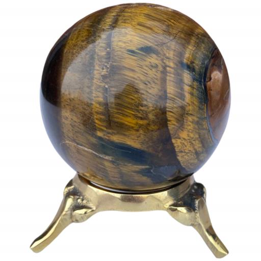 ZenN- Crystal & Gemstone Tiger Eye Sphere Approx. 200G Display Stand Is Not Included Brown Yellow Black