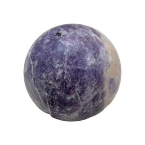 ZenN- Crystal & Gemstone Lapidolite Sphere Approx. 200G Display Stand Is Not Included Purple White