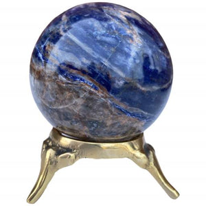 ZenN- Crystal & Gemstone Sodalite Sphere Approx. 200G Display Stand Is Not Included Blue Black