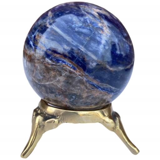 ZenN- Crystal & Gemstone Sodalite Sphere Approx. 200G Display Stand Is Not Included Blue Black