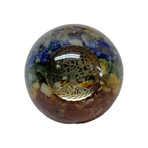 ZenN- Crystal & Gemstone Seven Chakra Orogne Sphere Tree Of Life Approx.200G Display Stand Is Not Included 