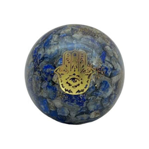 ZenN- Crystal & Gemstone Lapis Lazuli Orogne Sphere Hamsa Hand Approx.200G Display Stand Is Not Included 